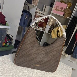 Michael Kors Monogram Brown Hobo Bag